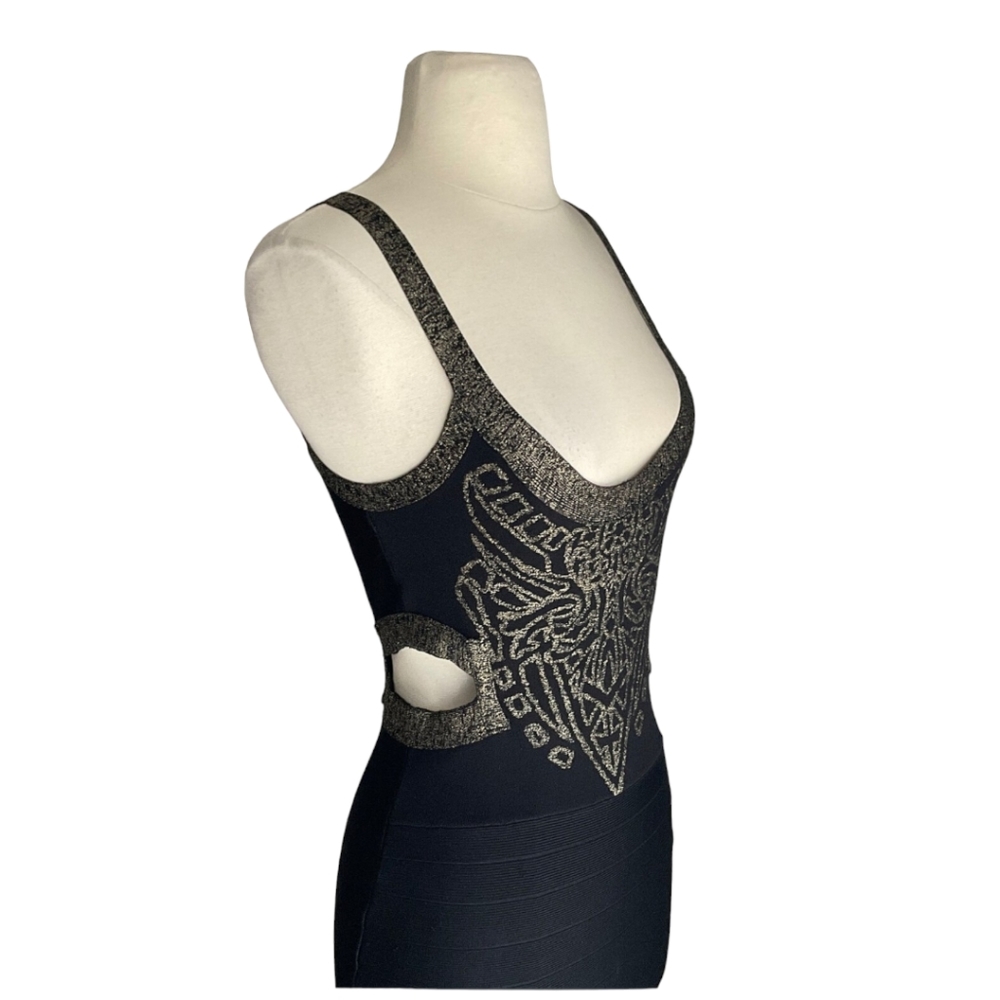 Guess by Marciano Black and Gold Bodycon Dress
